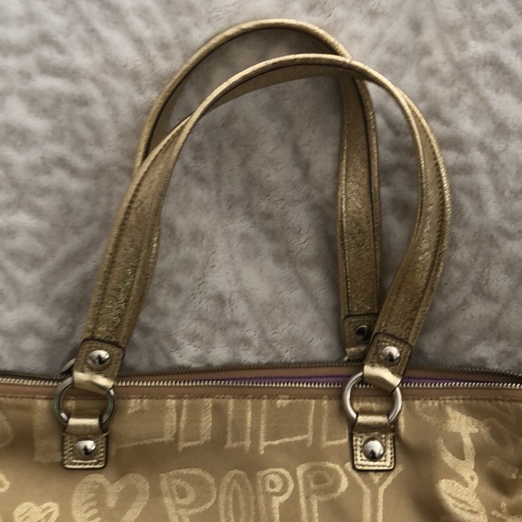 Gorgeous gold & purple Coach poppy leather trim - Picture 7 of 12